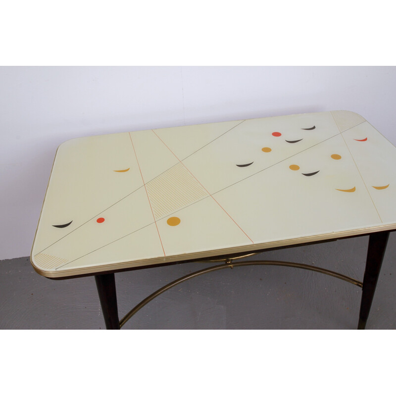 Mid-century cocktail table in glass and brass - 1950s