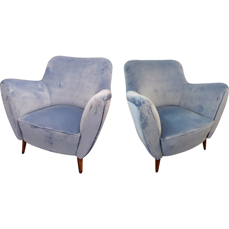 Paire de fauteuils bleus de Guglielmo Veronesi - 1950