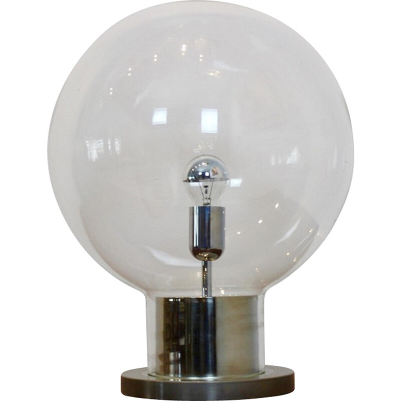 Lámpara de mesa icónica de cromo y cristal para Raak Amsterdam XL Globe - 1960