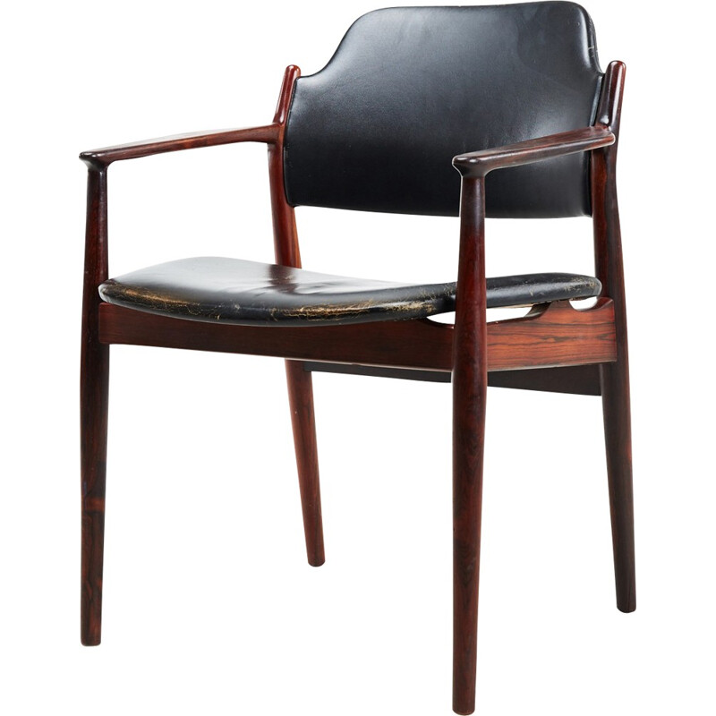 "62A" armchair in rosewood and leather by Arne Vodder for Sibast - 1960s