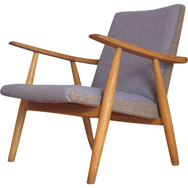 Hans Wegner GE260 bicolour lounge chair in solid oak wood - 1950s