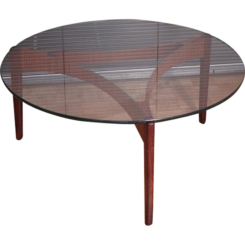 Rosewood and Glass cofee table by Sven Ellekaer - 1960s