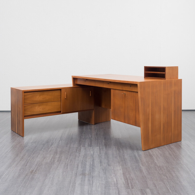 Mid-century walnut L-shaped desk - 1950s