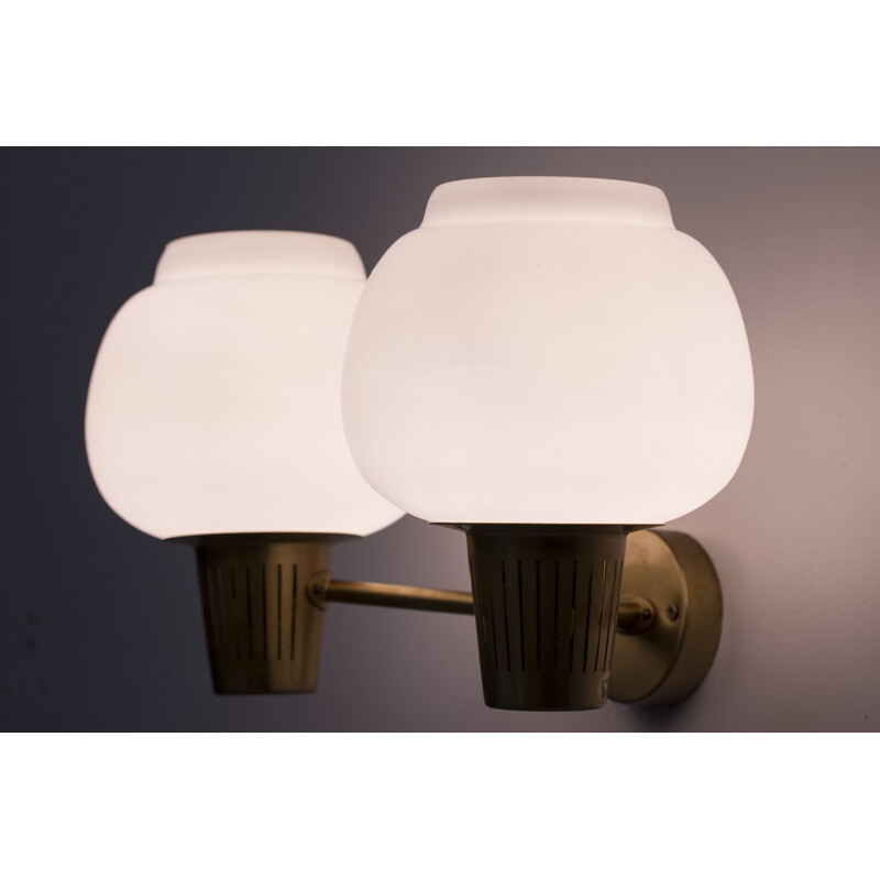 Large 2 headed wall lamp by Hans Bergström for Ateljé Lyktan - 1950s