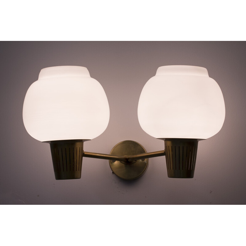 Large 2 headed wall lamp by Hans Bergström for Ateljé Lyktan - 1950s