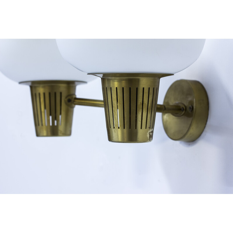 Large 2 headed wall lamp by Hans Bergström for Ateljé Lyktan - 1950s