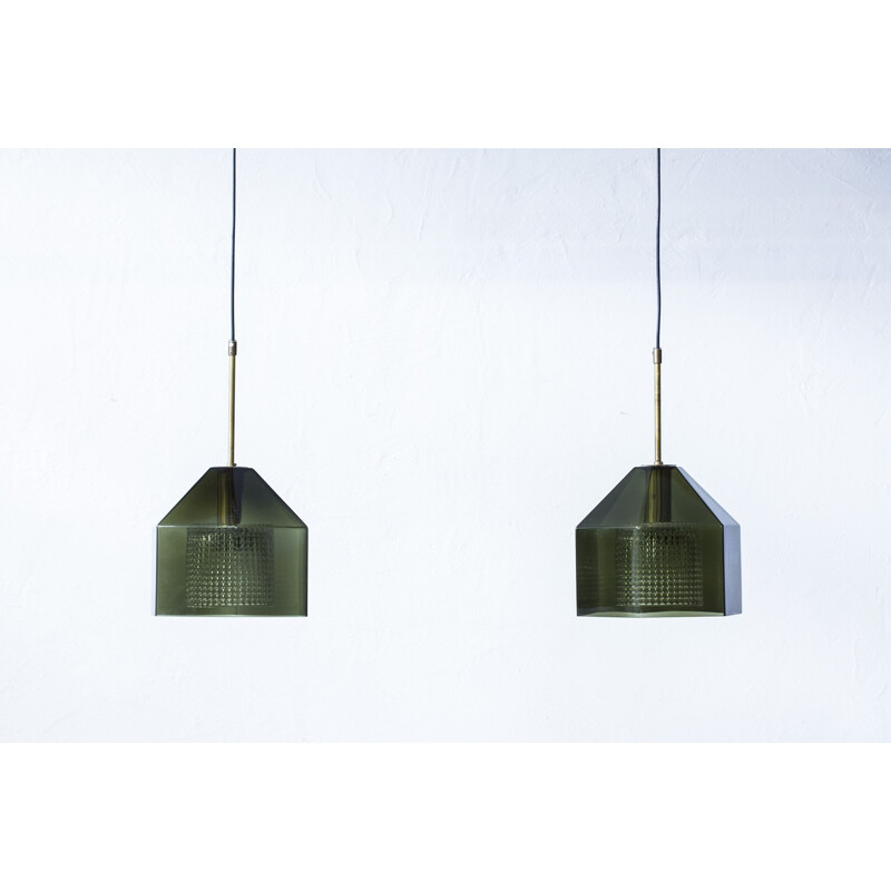 Pair of pendant lamps by Carl Fagerlund, Orrefors - 1960s