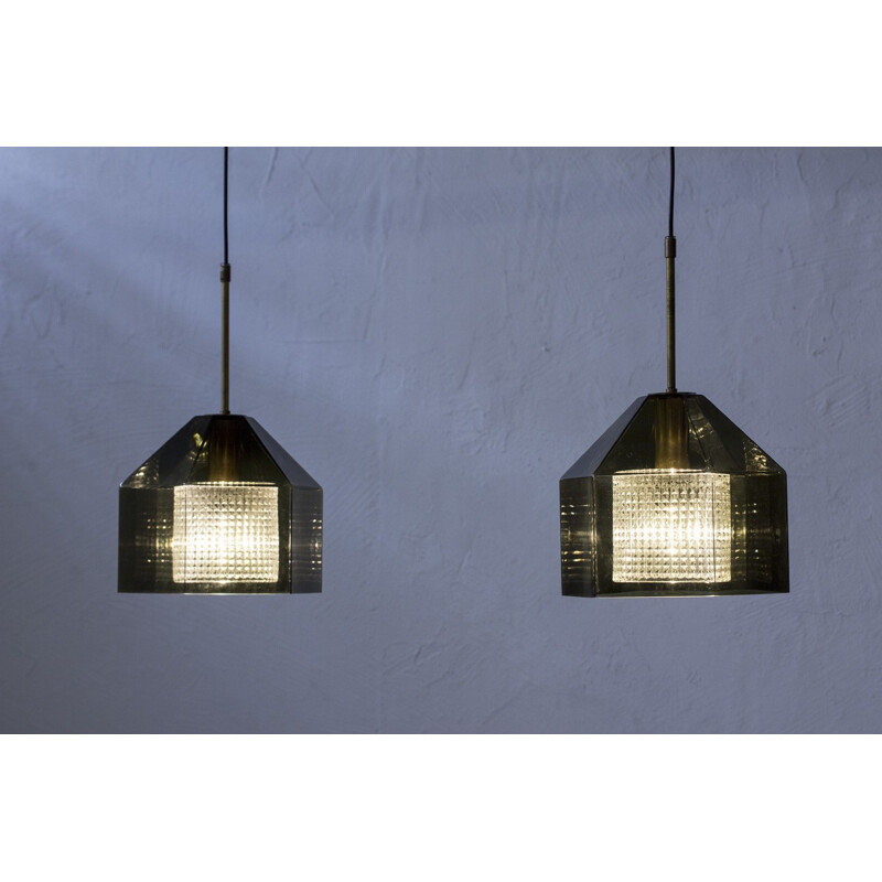 Pair of pendant lamps by Carl Fagerlund, Orrefors - 1960s