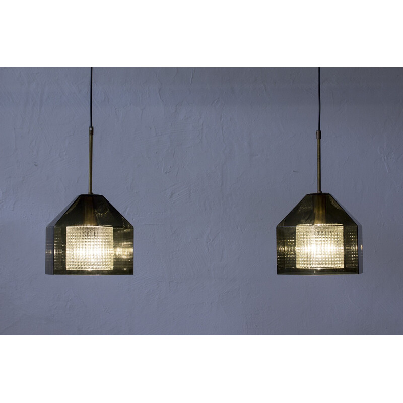 Pair of pendant lamps by Carl Fagerlund, Orrefors - 1960s