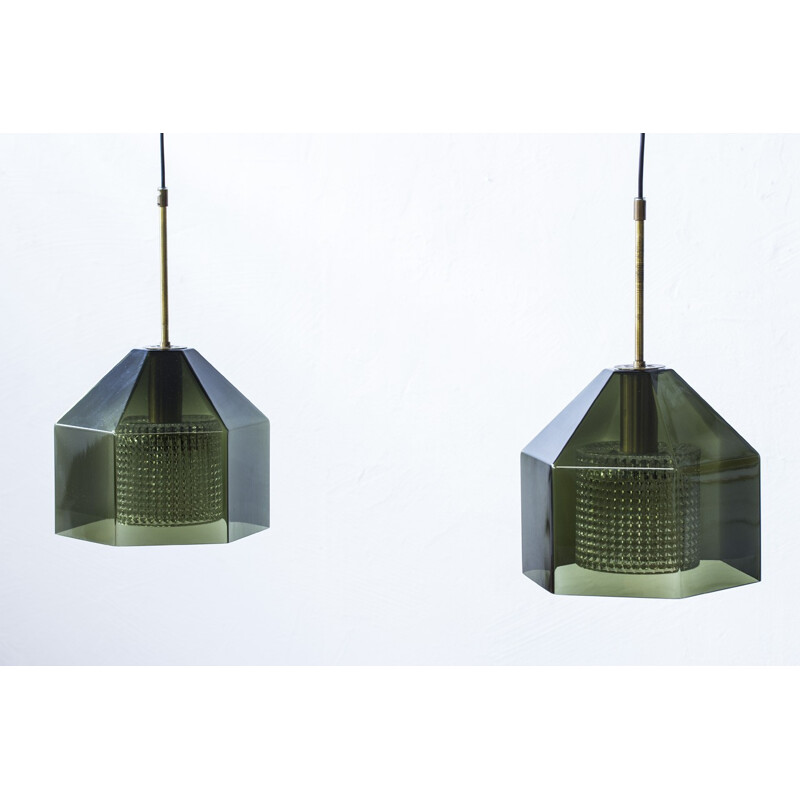 Pair of pendant lamps by Carl Fagerlund, Orrefors - 1960s
