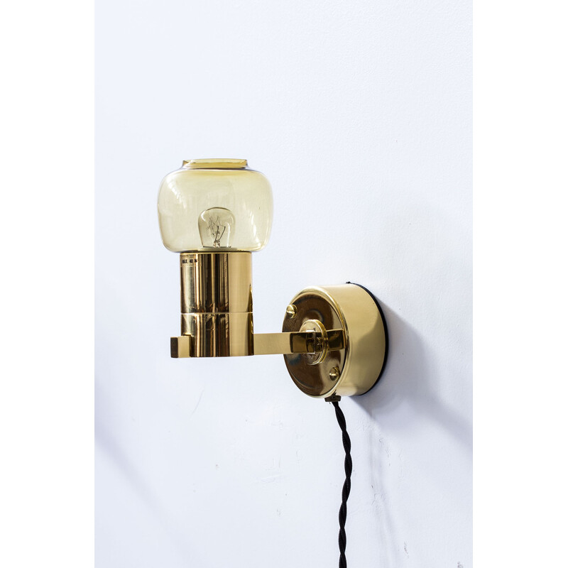 Pair of " V306" golden wall lamps by Hans-Agne Jakobsson - 1960s