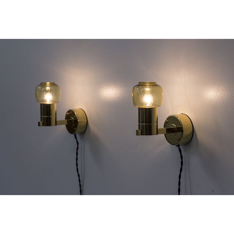 Pair of " V306" golden wall lamps by Hans-Agne Jakobsson - 1960s