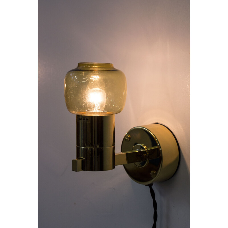 Pair of " V306" golden wall lamps by Hans-Agne Jakobsson - 1960s