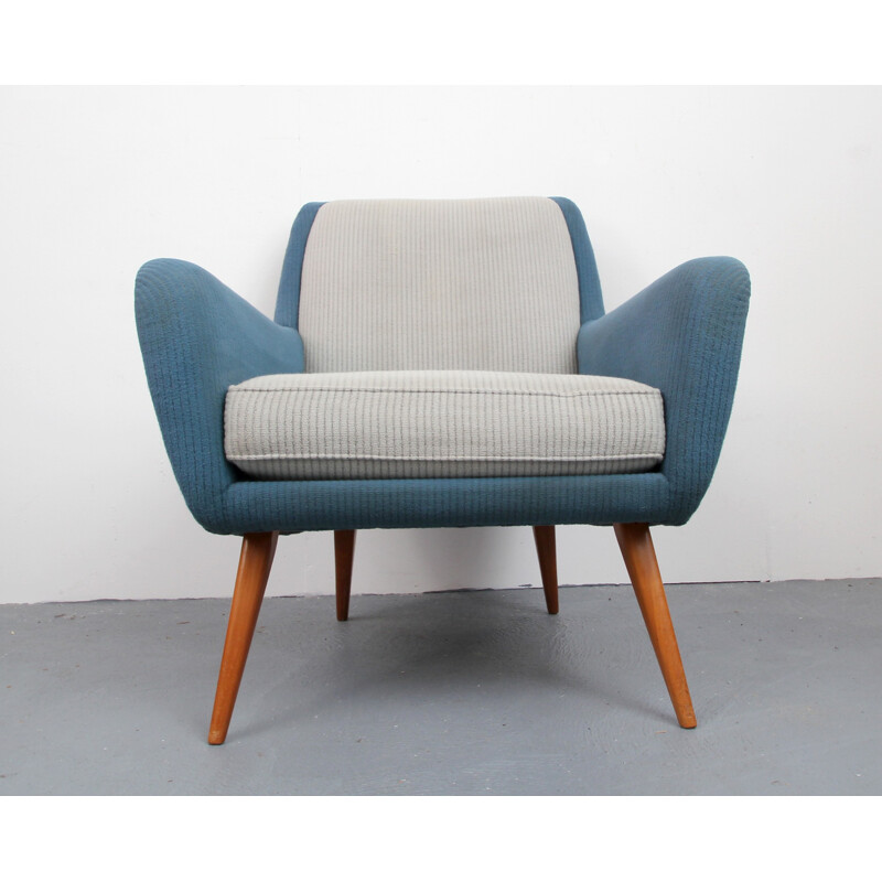 Mid-century armchair in fabric and cherrywood - 1950s