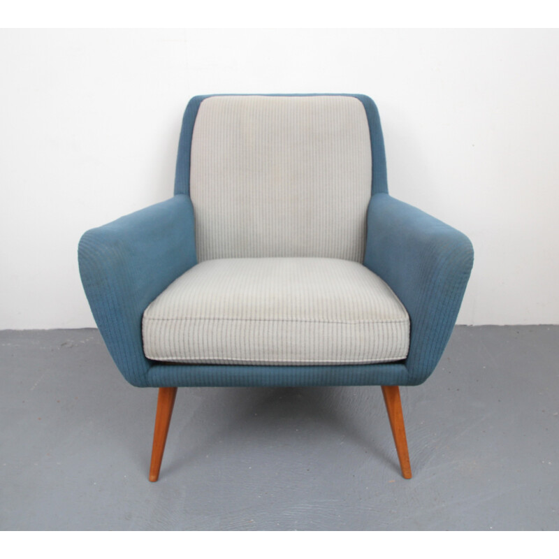 Mid-century armchair in fabric and cherrywood - 1950s