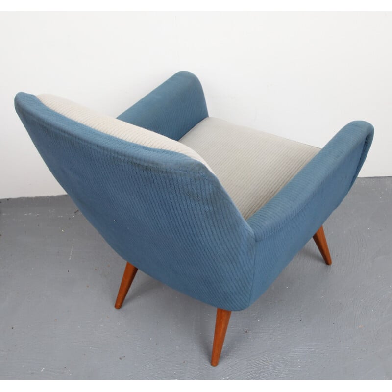 Mid-century armchair in fabric and cherrywood - 1950s