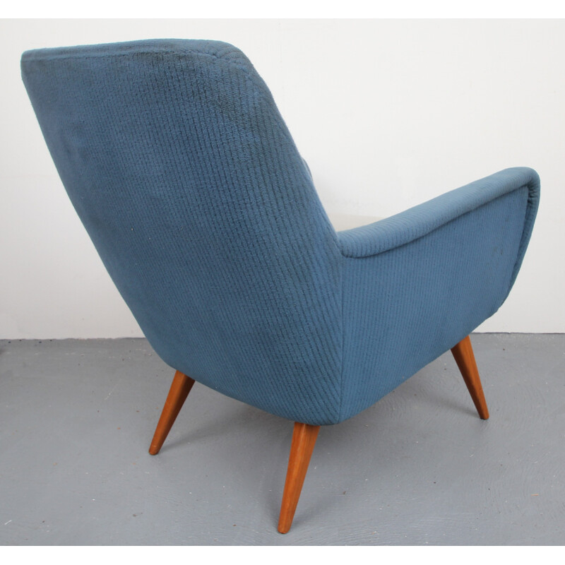 Vintage-Sessel aus Stoff und Kirschbaumholz - 1950