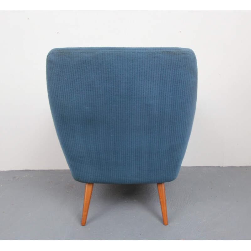 Vintage fauteuil in stof en kersenhout - 1950