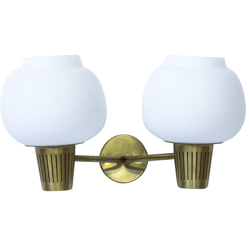 Large 2 headed wall lamp by Hans Bergström for Ateljé Lyktan - 1950s