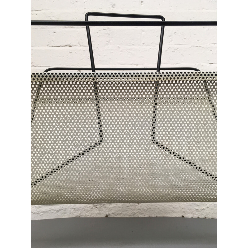 Mid-century perforated metal magazine holder for Pilasto, Holland - 1960s