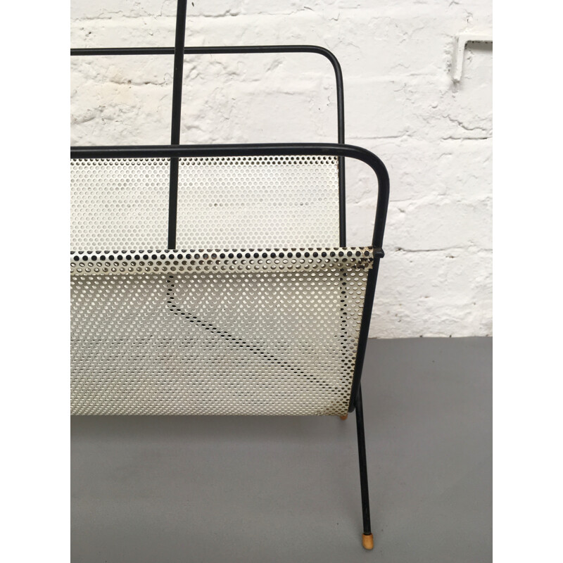 Mid-century perforated metal magazine holder for Pilasto, Holland - 1960s