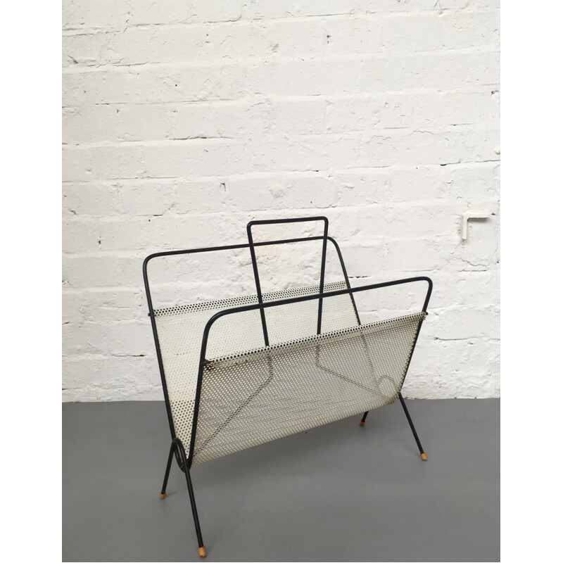 Mid-century perforated metal magazine holder for Pilasto, Holland - 1960s