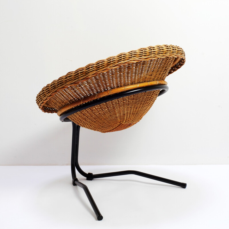 Fauteuil en rotin de Arnold  Bueno de Mesquita, éditeur Rohé Noordwolde -  1950s