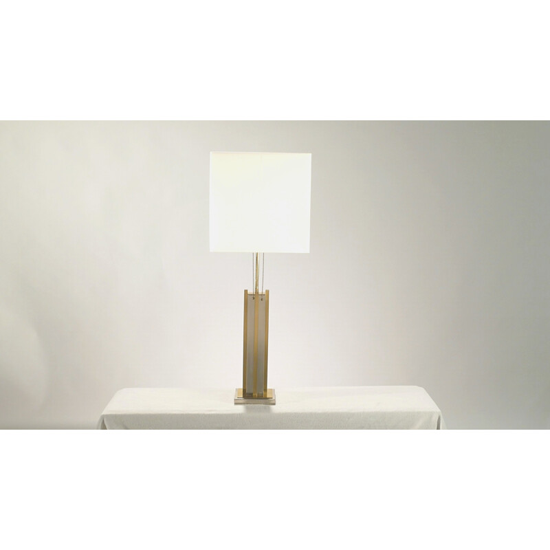Paire de lampes de table en laiton et chrome, Gaetano SCIOLARI - 1970
