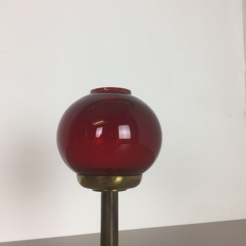 Mid-century red glass and brass candle holder by Hans-Agne Jakobsson - 1950s