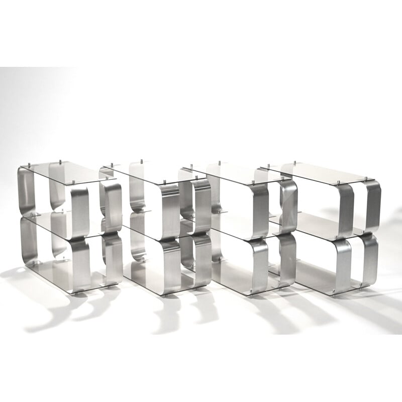 Set of 4 shelves in steel, Donald SINGER - 1970s