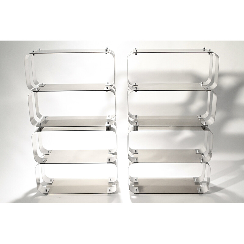 Set of 4 shelves in steel, Donald SINGER - 1970s