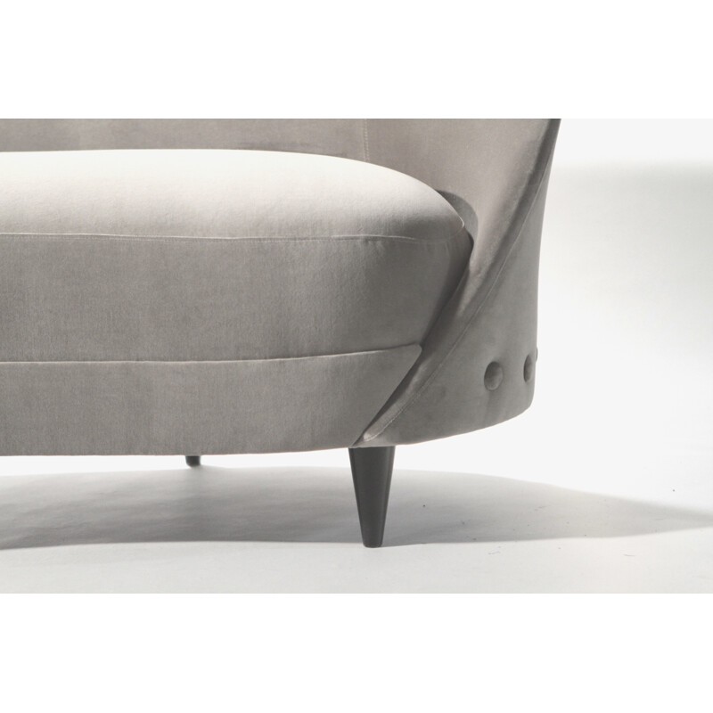 Mid century re-upholstered sofa in grey velvet - 1960s