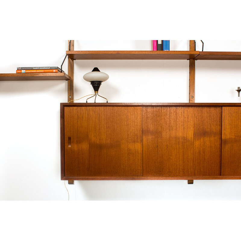 Mid-century teak wall system with sideboard by Poul Cadovius - 1960s