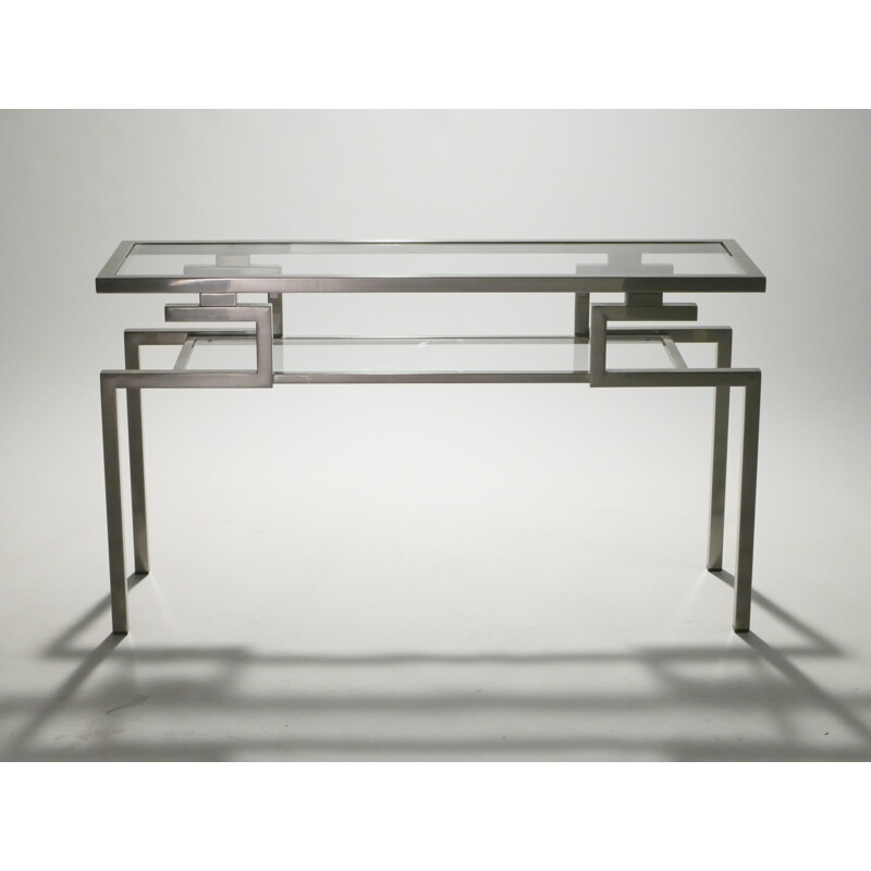 High geometrical chromed side table by Guy Lefevre for Maison Jansen - 1970s