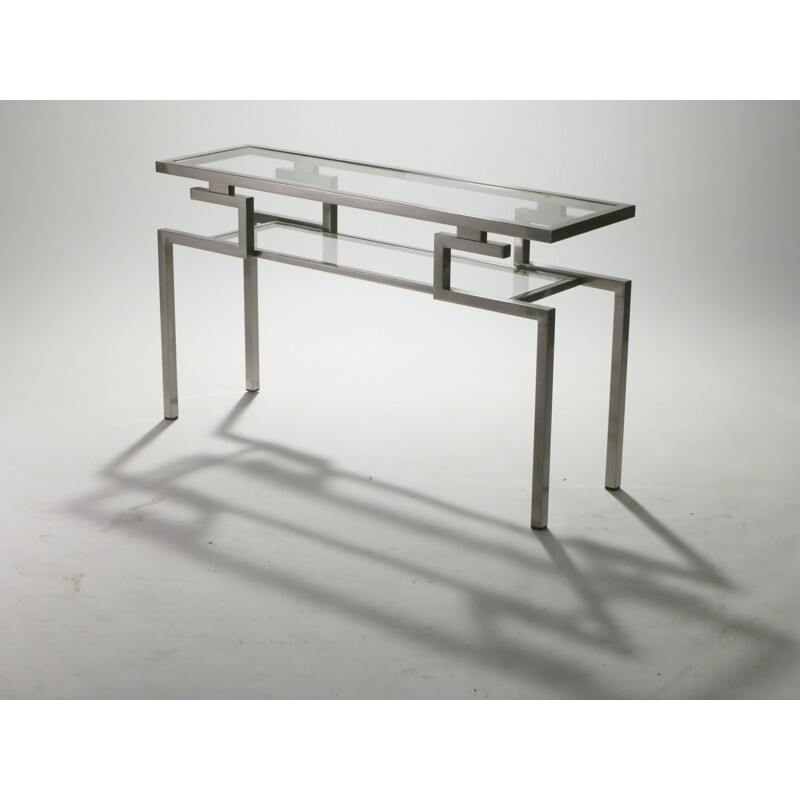 High geometrical chromed side table by Guy Lefevre for Maison Jansen - 1970s