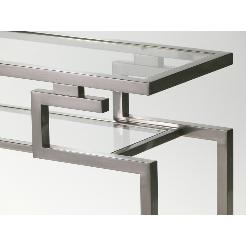 High geometrical chromed side table by Guy Lefevre for Maison Jansen - 1970s