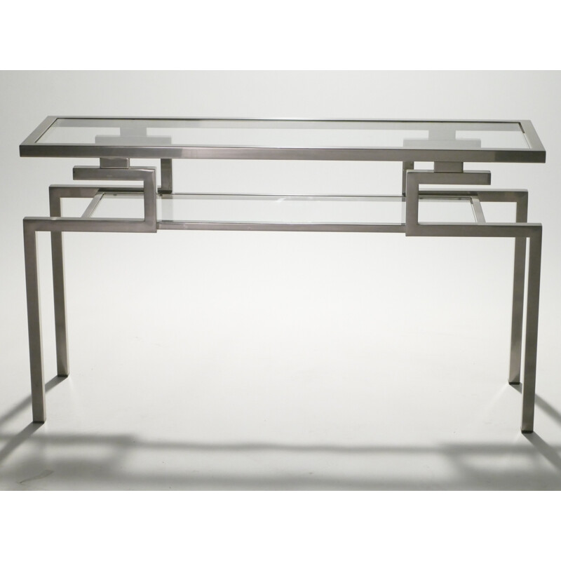 High geometrical chromed side table by Guy Lefevre for Maison Jansen - 1970s