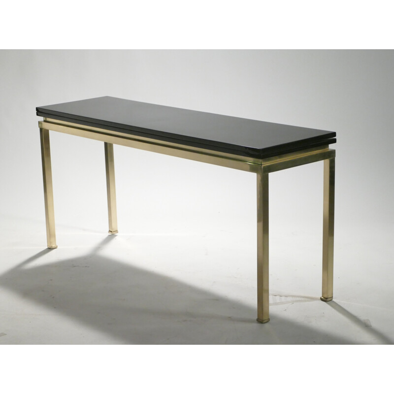 Black side table in brass by Guy Lefevre for Maison Jansen - 1970s