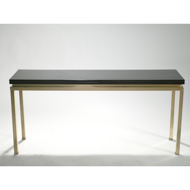 Black side table in brass by Guy Lefevre for Maison Jansen - 1970s