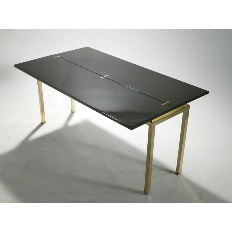 Black side table in brass by Guy Lefevre for Maison Jansen - 1970s