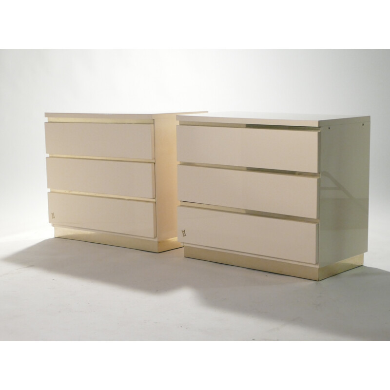 Pair of laquered off-white chest of drawers by JC Mahey - 1970s