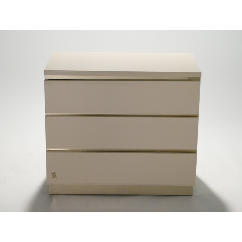 Pair of laquered off-white chest of drawers by JC Mahey - 1970s