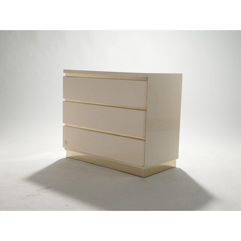 Pair of laquered off-white chest of drawers by JC Mahey - 1970s