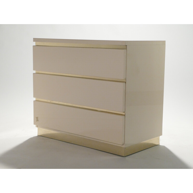 Pair of laquered off-white chest of drawers by JC Mahey - 1970s