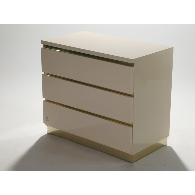 Pair of laquered off-white chest of drawers by JC Mahey - 1970s