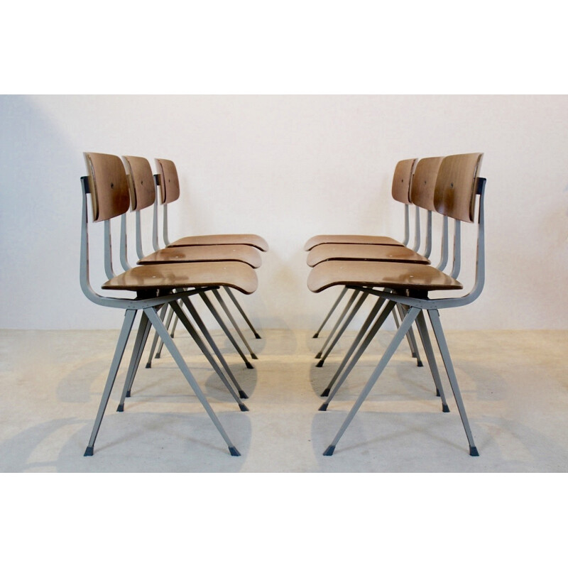 Set of 6 industrial diner chairs by Friso Kramer - 1960s