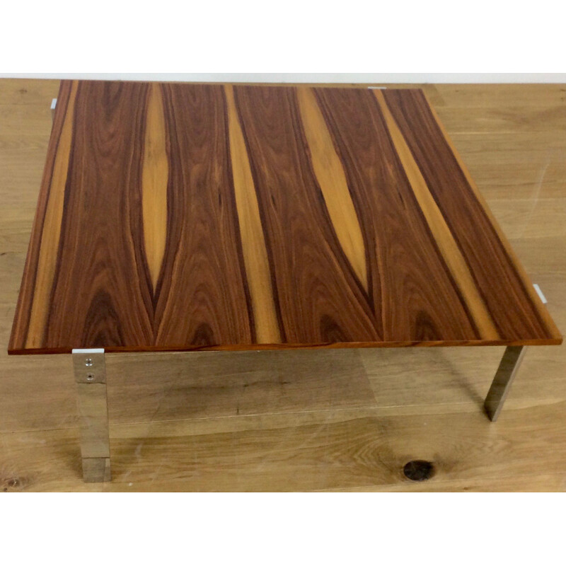 Rosewood and chromed cocktail table - 1960s