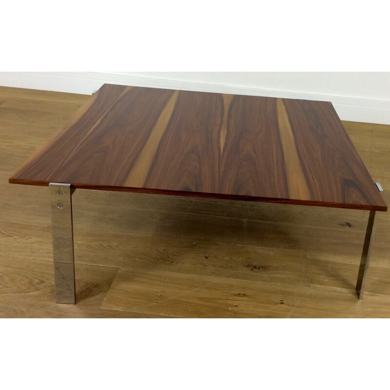 Rosewood and chromed cocktail table - 1960s