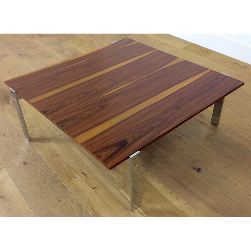 Rosewood and chromed cocktail table - 1960s