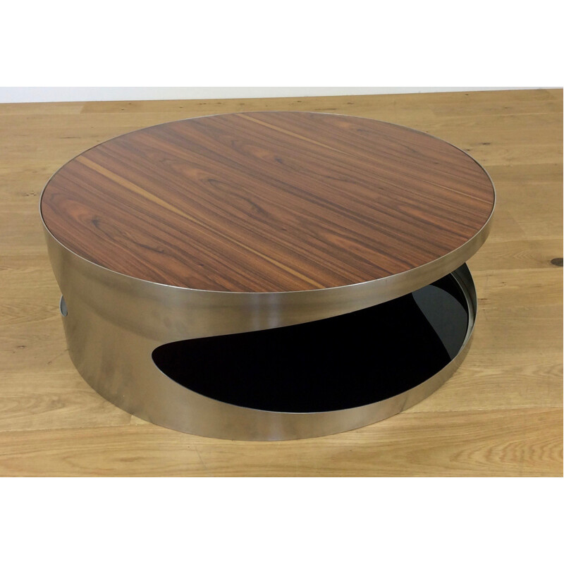 Round rosewood coffee table - 1960s